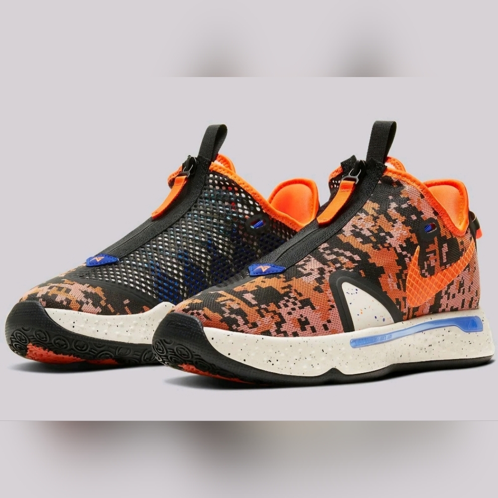 NEW MEN NIKE PG 4 "DIGI CAMO" BASKETBALL CD5079-200 CREAM ORANGE BLUSH SZ US12